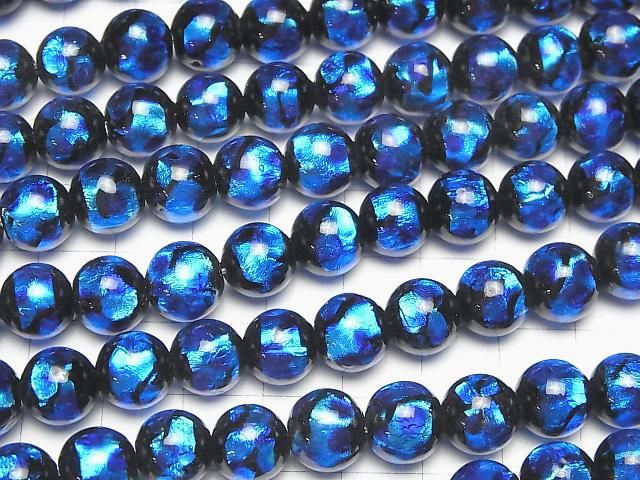 【動画】とんぼ玉 ラウンド10mm 【ブルー×ライトブルー】 1/4連~1連(約34cm) サムネイル3