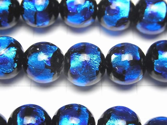【動画】とんぼ玉 ラウンド12mm 【ブルー×ライトブルー】 1/4連~1連(約32cm) サムネイル2