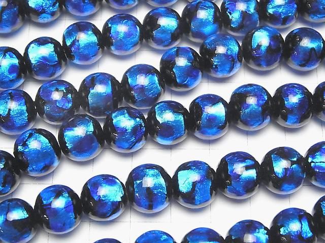【動画】とんぼ玉 ラウンド12mm 【ブルー×ライトブルー】 1/4連~1連(約32cm) サムネイル3