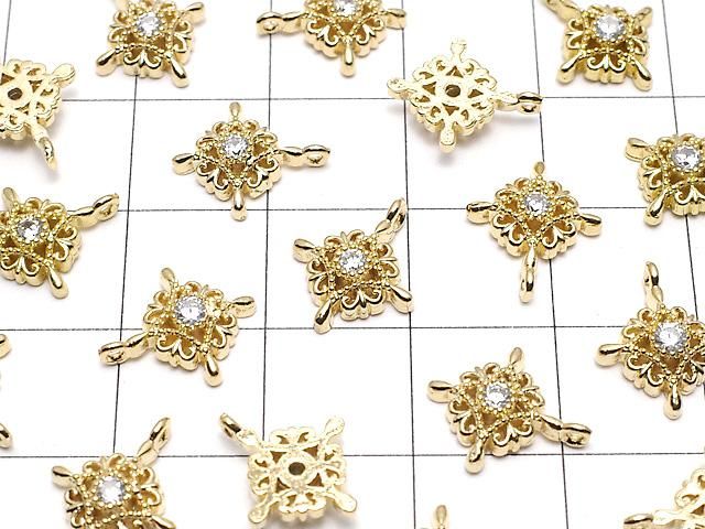 メタルパーツ チャーム 12×10mm クロス ゴールドカラー(CZ付) 2個 サムネイル3