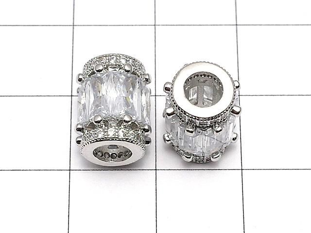 メタルパーツ ロンデル(チューブ)11×9×9mm シルバーカラー(CZ付) 1個 サムネイル2