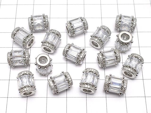 メタルパーツ ロンデル(チューブ)11×9×9mm シルバーカラー(CZ付) 1個 サムネイル4
