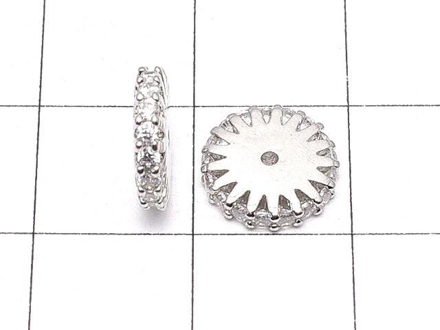 メタルパーツ ロンデル9×9×2mm シルバーカラー(CZ付) 2個 サムネイル2