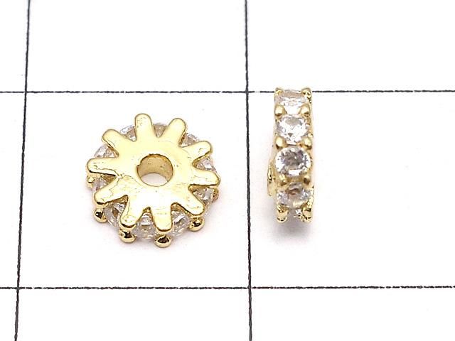 メタルパーツ ロンデル6×6×2mm ゴールド(CZ付) 2個 サムネイル2