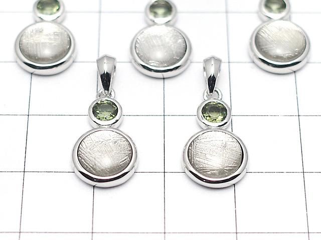 メテオライト&モルダバイト1石! コイン型ペンダントトップ10mm SILVER925製 サムネイル3