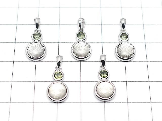 メテオライト&モルダバイト1石! コイン型ペンダントトップ10mm SILVER925製 サムネイル4