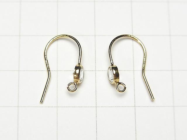 14KGF 天然石付きピアスフック(ホワイトトパーズ)19×12mm 1ペア サムネイル2