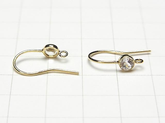 14KGF 天然石付きピアスフック(ホワイトトパーズ)19×12mm 1ペア サムネイル3
