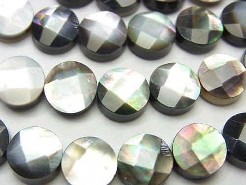 ブラックシェル(黒蝶貝)AAA コインカット10×10×5mm 半連/1連(約37cm)の画像