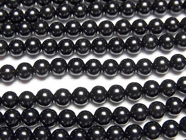 【動画】ロシア産モリオン(黒水晶)AAA ラウンド4mm 半連/1連(約38cm) サムネイル2