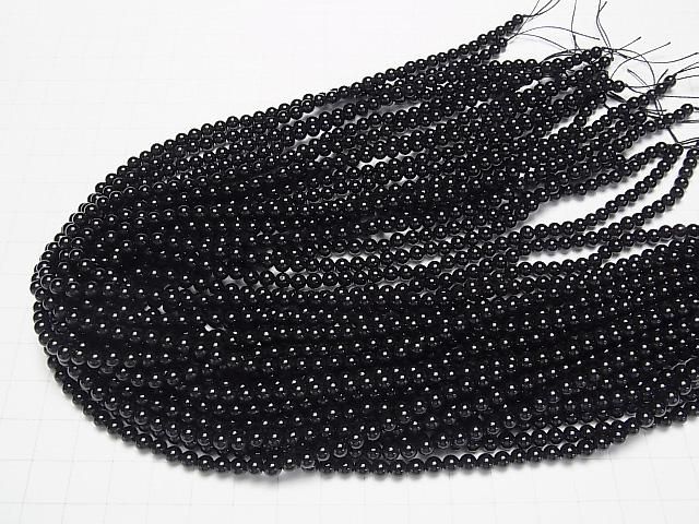【動画】ロシア産モリオン(黒水晶)AAA ラウンド4mm 半連/1連(約38cm) サムネイル4