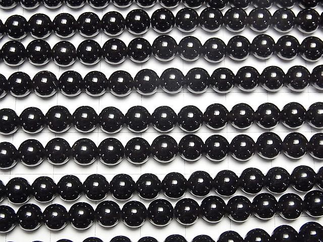 【動画】ロシア産モリオン(黒水晶)AAA ラウンド6mm 半連/1連(約36cm) サムネイル3