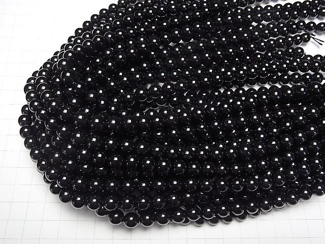 【動画】ロシア産モリオン(黒水晶)AAA ラウンド8mm 半連/1連(約36cm) サムネイル4