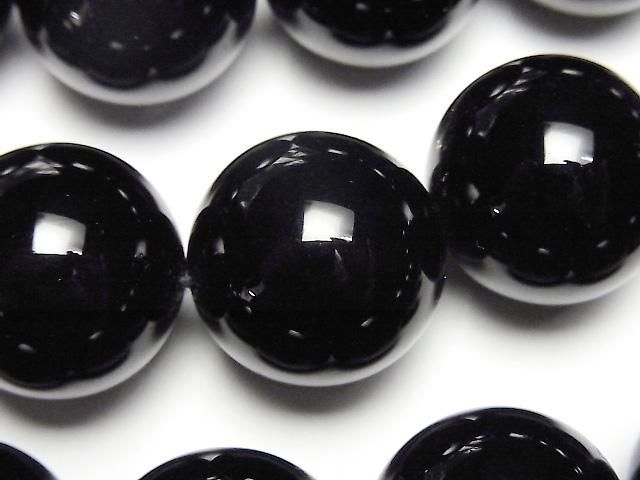 【動画】ロシア産モリオン(黒水晶)AAA ラウンド20mm 1/4連~1連(約34cm)の画像