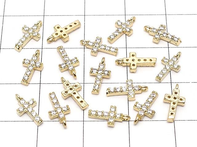 メタルパーツ CZ付きチャーム クロス10×5mm 【クリア】 ゴールドカラー 2個 サムネイル4