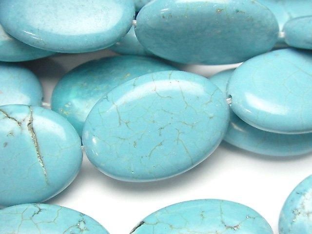 マグネサイトターコイズ オーバル25×18×7mm 1連(約35cm)の画像