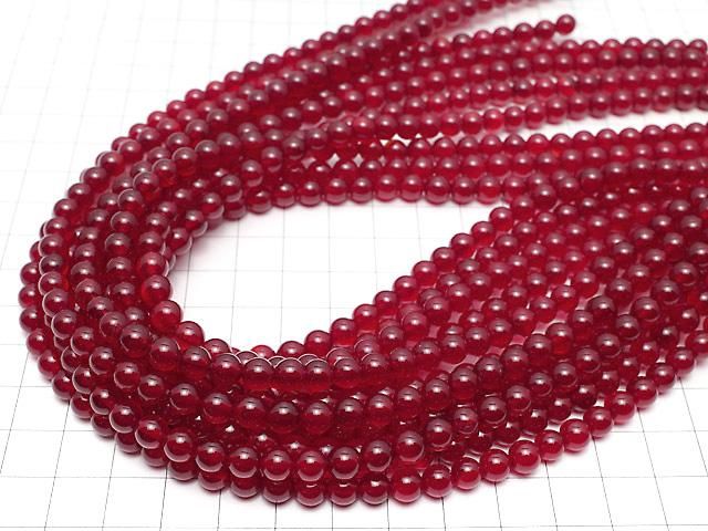 チェリーカラーカルセドニーAAA ラウンド6mm 1連(約36cm) サムネイル4