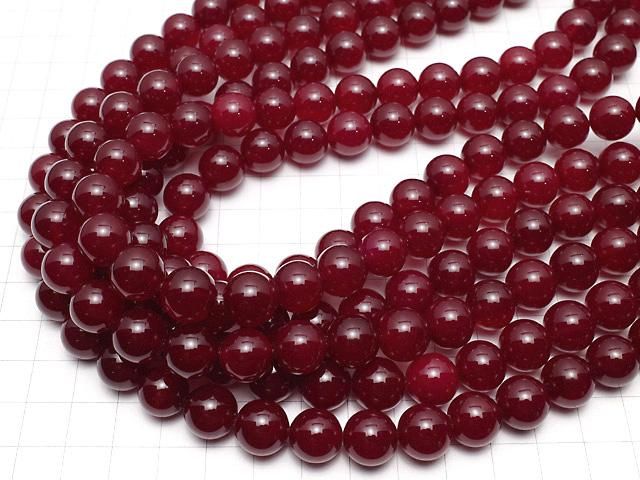 チェリーカラーカルセドニーAAA ラウンド12mm 半連/1連(約35cm) サムネイル4