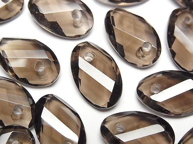 【動画】スモーキークォーツAAA- ツイスト×多面オーバルカット 【16×10】【19×12】 5粒の画像