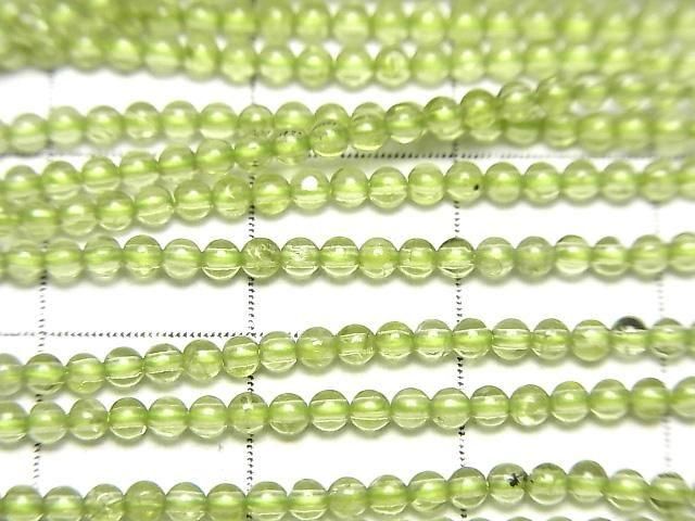 【動画】2本680円!ペリドットAAA- 極小ラウンド2mm 1連(約36cm) サムネイル2