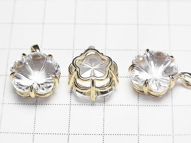 【動画】宝石質クリスタルAAA フラワー型ペンダントトップ15×15×10mm 18KGP製 1個 サムネイル2