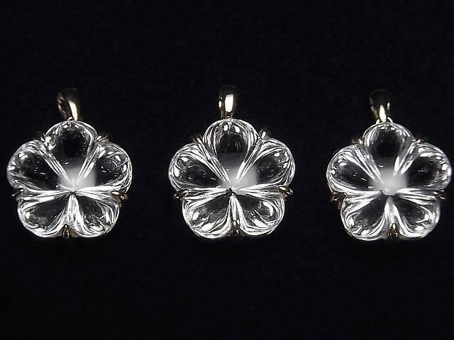 【動画】宝石質クリスタルAAA フラワー型ペンダントトップ15×15×10mm 18KGP製 1個 サムネイル3
