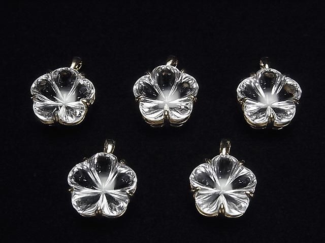 【動画】宝石質クリスタルAAA フラワー型ペンダントトップ15×15×10mm 18KGP製 1個 サムネイル4