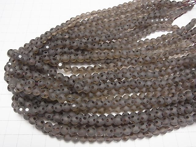 スモーキークォーツ 水玉柄ラウンドカット6mm 半連/1連(約37cm) サムネイル4
