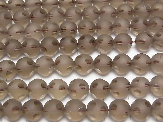 【動画】スモーキークォーツ 水玉柄ラウンドカット8mm 半連/1連(約38cm) サムネイル3