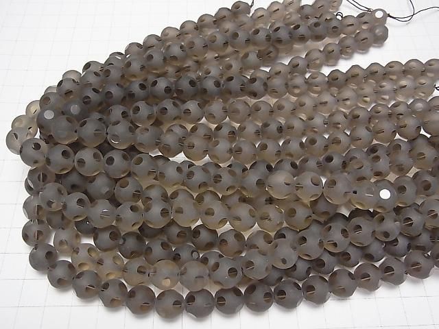 スモーキークォーツ 水玉柄ラウンドカット10mm 半連/1連(約37cm) サムネイル4
