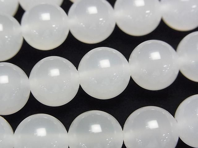 ホワイトカルセドニー ラウンド12mm 1連｜天然石ビーズの卸問屋