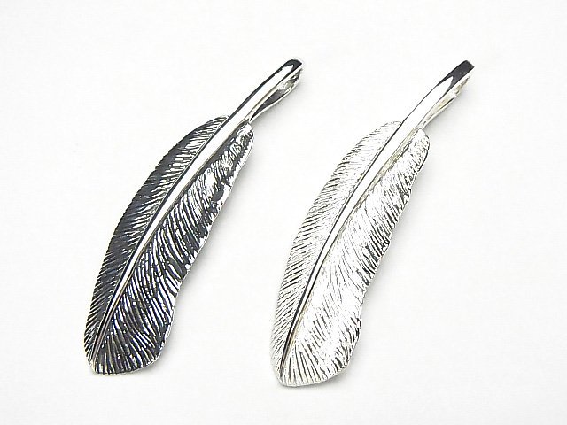 Silver925 フェザー型ペンダントトップ46×10×2mm 1個 - 天然石ビーズ