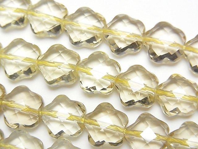 【動画】【素晴らしい輝き】宝石質レモンクォーツAAA フラワーカット10×10×6mm 5粒~1連(約38cm)の画像