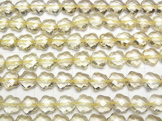 【動画】【素晴らしい輝き】宝石質レモンクォーツAAA フラワーカット10×10×6mm 5粒~1連(約38cm) サムネイル3