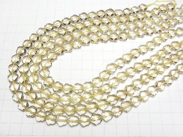 【動画】【素晴らしい輝き】宝石質レモンクォーツAAA フラワーカット10×10×6mm 5粒~1連(約38cm) サムネイル4