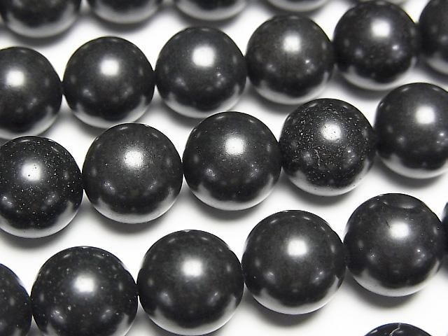 北海道産ブラックシリカ ラウンド10mm 半連/1連(約36cm)の画像