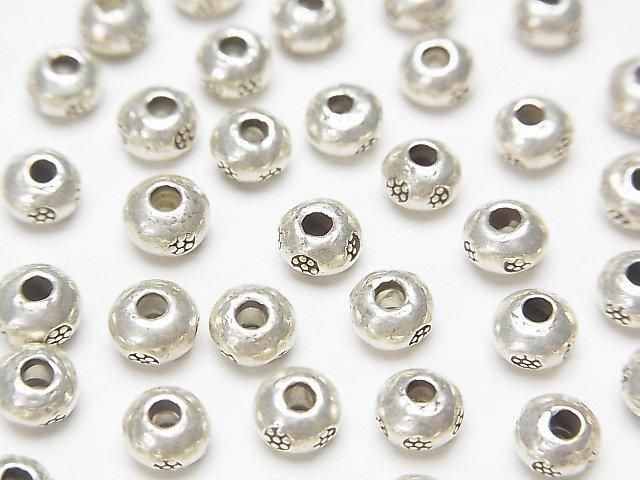 カレンシルバー フラワー模様入りロンデル5×5×3mm 3粒の画像