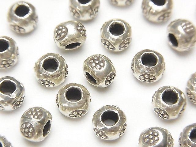 カレンシルバー フラワー模様入りロンデル6×6×4mm 4個の画像