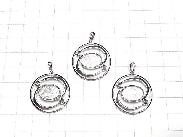 メテオライト(ムオニナルスタ隕石)&モルダバイト2石! コイン型ペンダントトップ25×25×4mm SILVER925製 サムネイル4