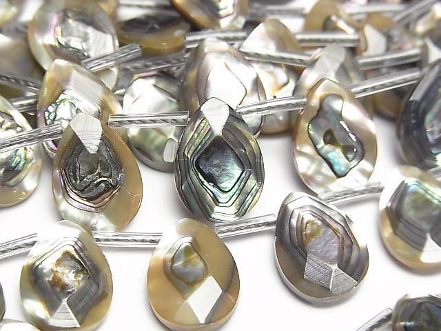 【動画】アバロンシェル(鮑) ペアシェイプカット14×10×4mm 1/4連~1連(約36cm)の画像