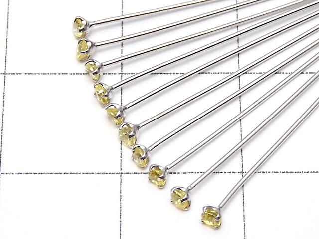 Silver925 飾りTピン(CZ付) イエロー 【0.5×25】【0.5×30】【0.5×40】 ロジウム 10本 サムネイル2