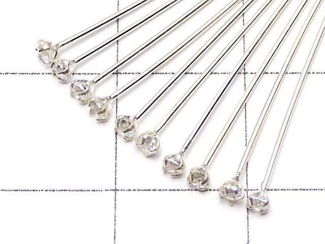 Silver925 飾りTピン(CZ付) クリア 【0.5×25mm】【0.5×30mm】【0.5×40mm】 10本 サムネイル2