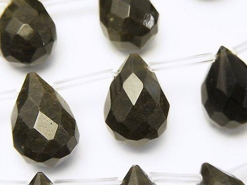 ゴールデンオブシディアン ドロップ ブリオレットカット18×13×13mm 半連/1連の画像