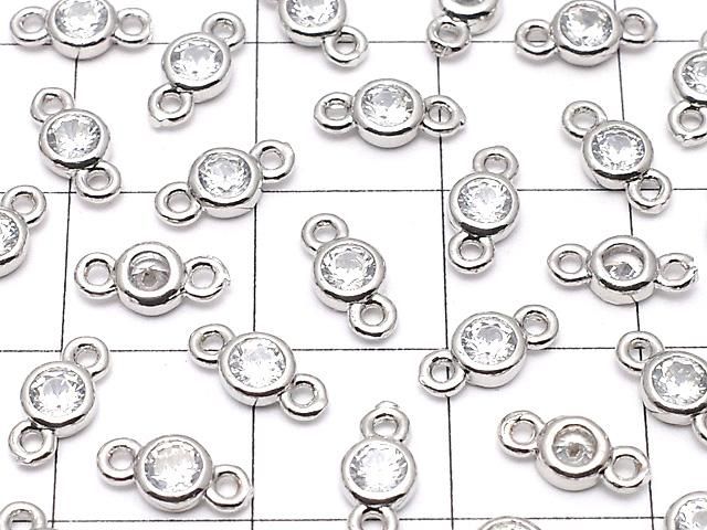 メタルパーツ CZラウンドファセットカット付きチャーム 両カン8×4×2mm シルバーカラー 5個 サムネイル3