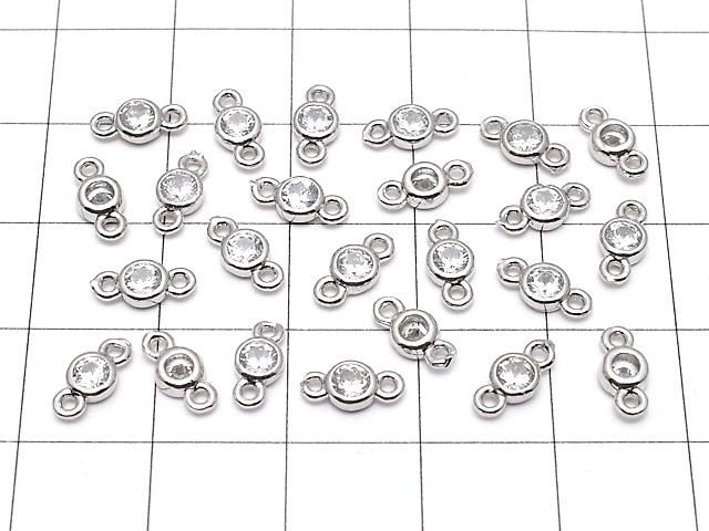 メタルパーツ CZラウンドファセットカット付きチャーム 両カン8×4×2mm シルバーカラー 5個 サムネイル4