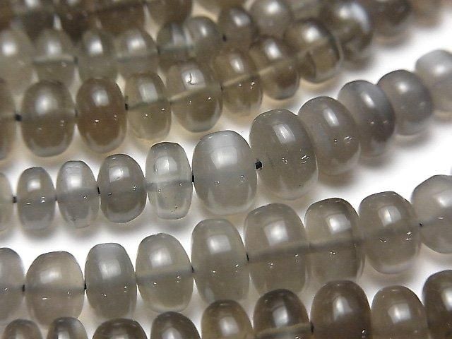 【動画】宝石質グレームーンストーンAAA ロンデル(ボタン) 半連/1連(約38cm)の画像