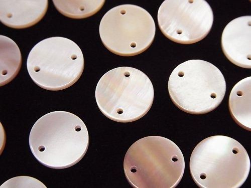 高品質ピンクシェルAAA 2つ穴コイン形状 【10mm】【12mm】 5枚の画像