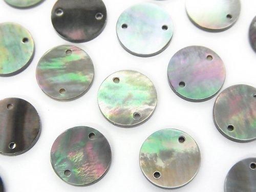 高品質ブラックシェルAAA 2つ穴コイン形状 【10mm】【12mm】 5枚480円~!の画像