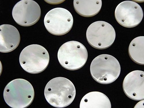 高品質ホワイトシェル(白蝶貝)AAA 2つ穴コイン形状 【10mm】【12mm】 5枚480円~!の画像