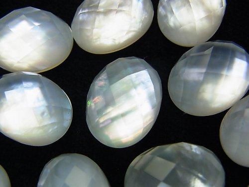 高品質ホワイトシェル×クリスタルAAA オーバル カボションカット10×8mm・14×10mm・16×12mm・18×13mmの画像